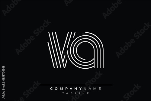 Creative VA lines letter logo design. A simplistic and elegant abstract logo design with linear patterns and initials, suitable for contemporary branding.