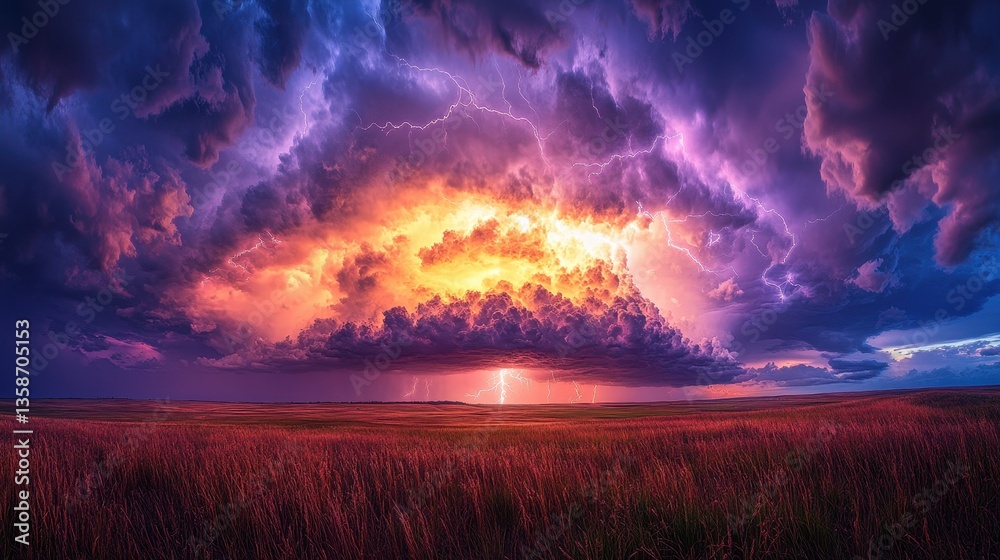 Obraz premium Dramatic Storm Over Field