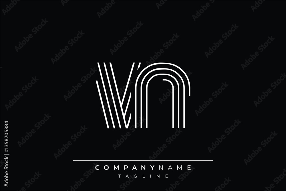 Creative VN lines letter logo design. A simplistic and elegant abstract logo design with linear patterns and initials, suitable for contemporary branding. Creative VN lines letter logo design. A simplistic and elegant abstract logo design with linear patterns and initials, suitable for contemporary branding.