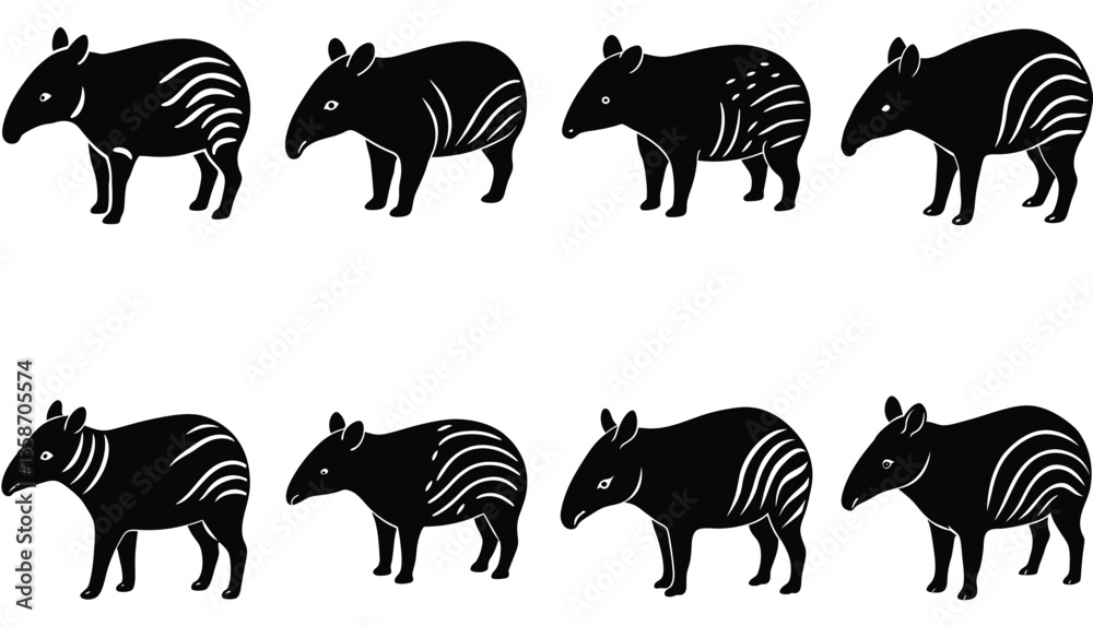Obraz premium Tapir Vector Shilhouette Bundle Set Collection