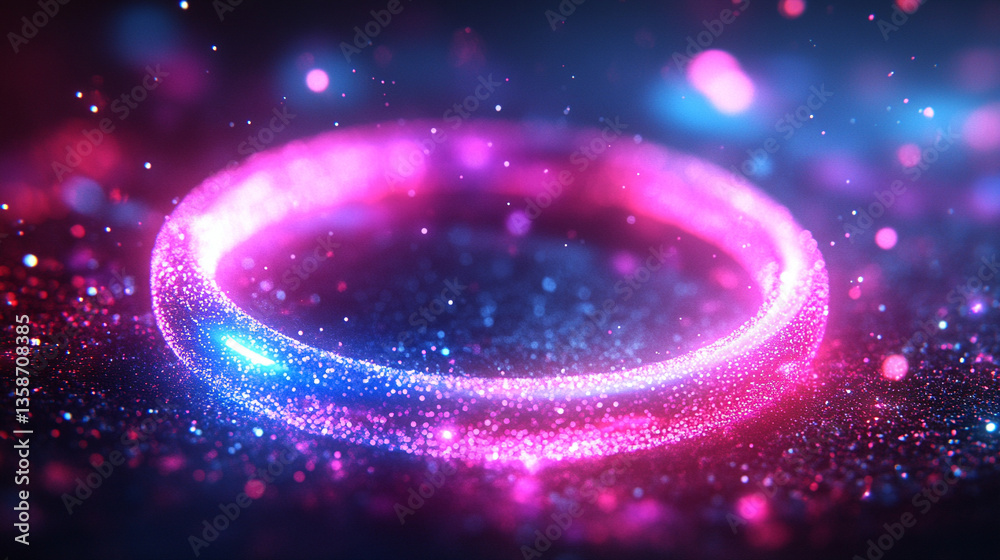 Obraz premium A glowing digital tech circle symbolizing big data and advanced technology on a dark backdrop, representing modern innovation and 3D rendering in the world of digital transformation.