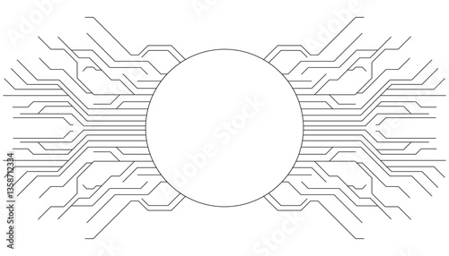 Circular Technology Interface,Abstract Tech Circuit,HUD Element Design,Geometric Tech Pattern
