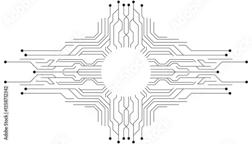 Circular Technology Interface,Abstract Tech Circuit,HUD Element Design,Geometric Tech Pattern