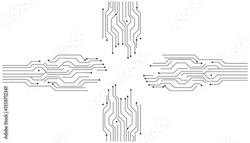 Circular Technology Interface,Abstract Tech Circuit,HUD Element Design,Geometric Tech Pattern