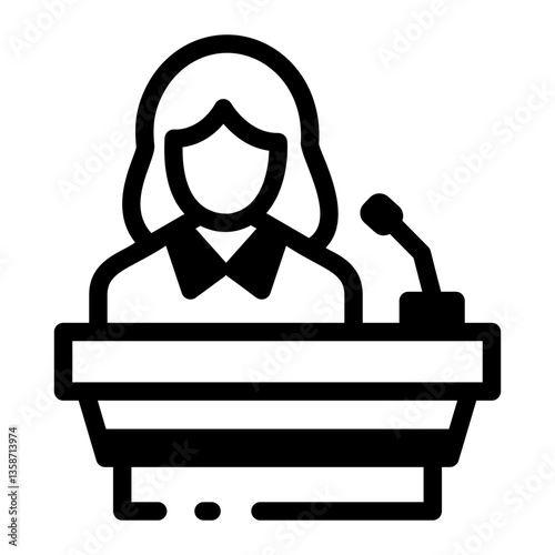 A line style icon of a business broker character 
