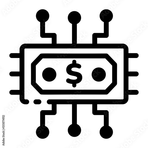 A linear style icon directing digital currency 
