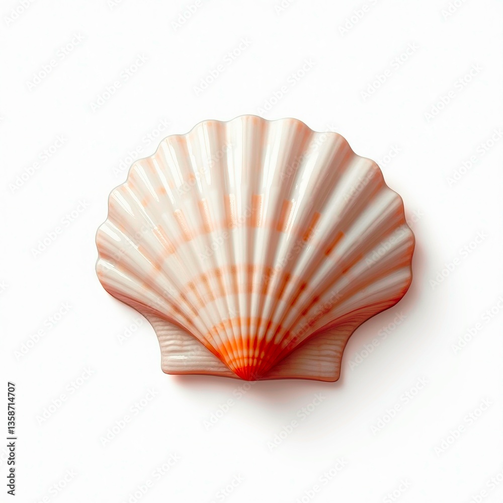 Fototapeta premium Delicate pink seashell on a white background, perfect for coastal themes, marine decor, and beach-inspired projects. transparent background