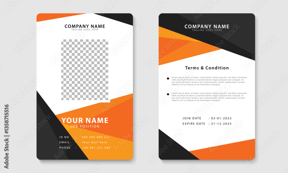 Modern ID card design template. Office identity card layout. Professional employee id card. Vector Modern ID card design template. Office identity card layout. Professional employee id card. Vector