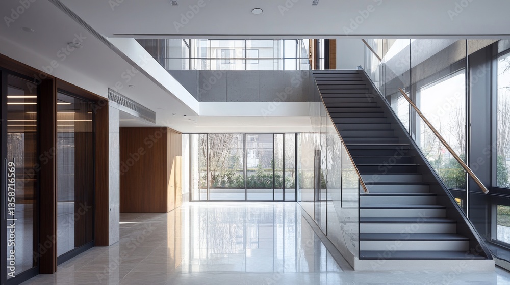 Obraz premium Innovative HVAC system, state-of-the-art heat pump mounted on modern residential building, precision-engineered mechanical components, professional architectural documentation style