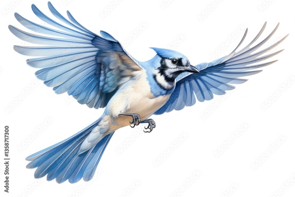 Obraz premium Blue jay bird in flight