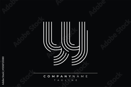 Creative YY lines letter logo design. A simplistic and elegant abstract logo design with linear patterns and initials, suitable for contemporary branding.