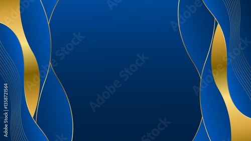 Elegant Blue and Gold Abstract Wave Background. Modern luxury design. Suitable for Invitations, awards, templates, banners, covers, posters, presentations, websites, and pages