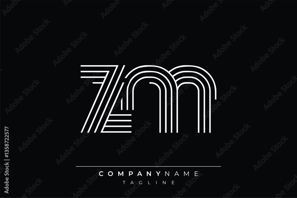 Creative ZM lines letter logo design. A simplistic and elegant abstract logo design with linear patterns and initials, suitable for contemporary branding. Creative ZM lines letter logo design. A simplistic and elegant abstract logo design with linear patterns and initials, suitable for contemporary branding.