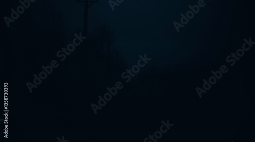 dark blue background with smoke Foggy Night Scene with a Silhouette of a Tree