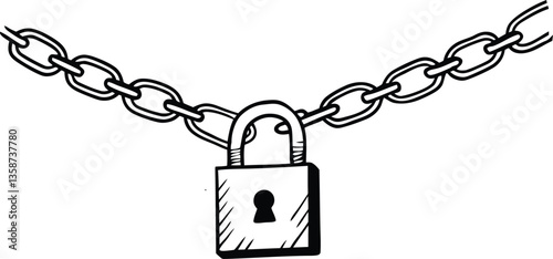 A black and white lock vector icon