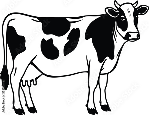 A black and white cow silhouette vector icon