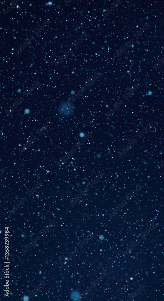 Fototapeta premium Serene night sky with falling snowflakes captures winter's quiet magic