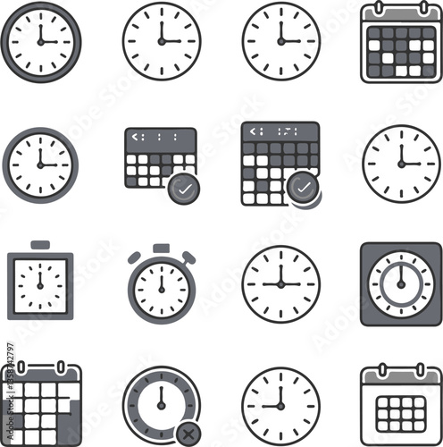 Time icons. Thin Line style, editable stroke. hours, calendar, clock, expired, limited time, sale time,