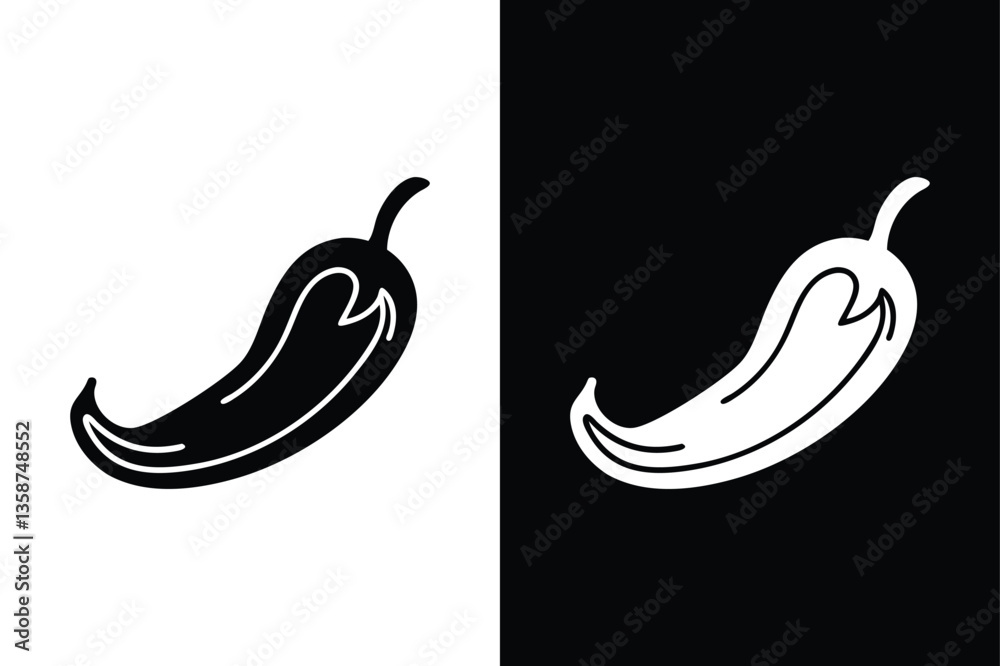 Obraz premium Spicy Chili Pepper Icon. Bold Silhouette for Logos & Branding