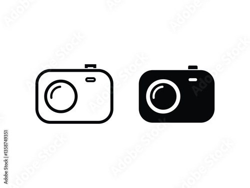 Camera icon set. Flat illustration design on white background.