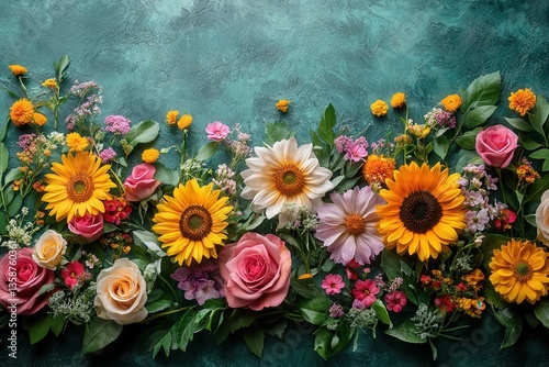 Vibrant Floral Arrangement on Textured Background for Decorative Use