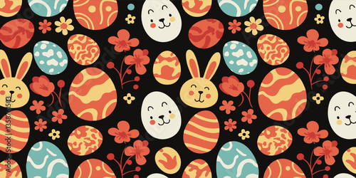  pattern with easter eggs vector illustration