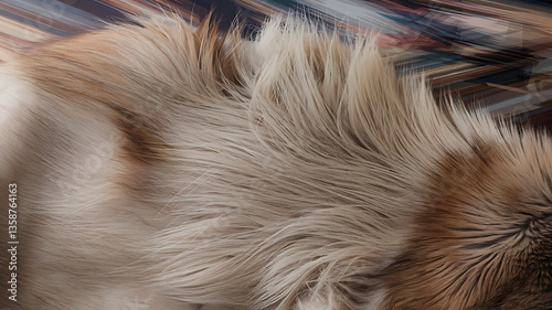 Close-up of soft light brown dog fur Natural texture abstract background