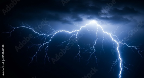 Natural Phenomenon: Lightning Illuminating the Night Sky