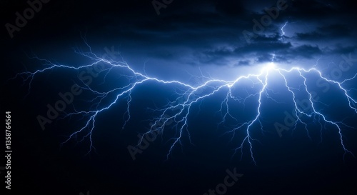 Natural Phenomenon: Lightning Illuminating the Night Sky