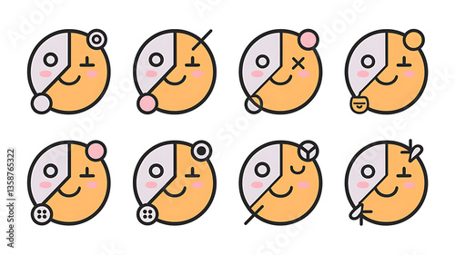 Cute split pie chart emojis