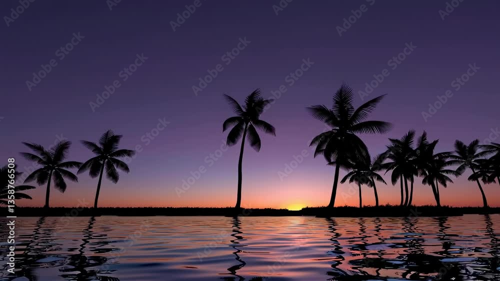 The Sunset over Palm Trees The Sunset over Palm Trees