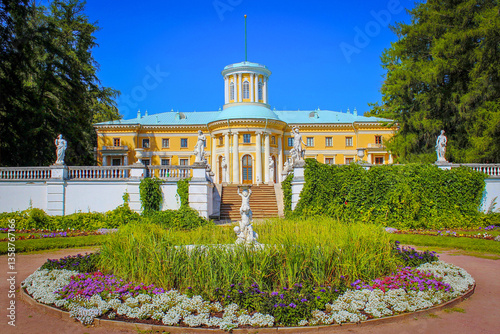 Photography Beautiful summer garden in Arkhangelskoye Estate, Moscow region of Russia