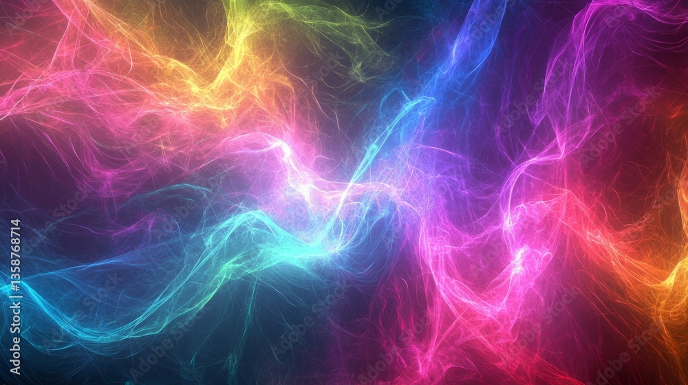 Highly detailed, cinematic 3D rendering of an abstract multicolored spectrum background, featuring vibrant neon rays and colorful glowing lines in a dynamic, energetic composition that creates a Highly detailed, cinematic 3D rendering of an abstract multicolored spectrum background, featuring vibrant neon rays and colorful glowing lines in a dynamic, energetic composition that creates a