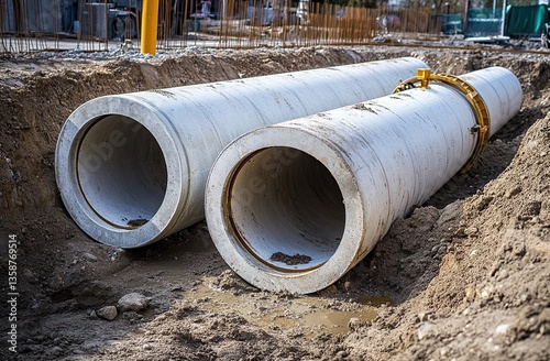 Wallpaper Mural Large Concrete Pipes at a Construction Site Torontodigital.ca