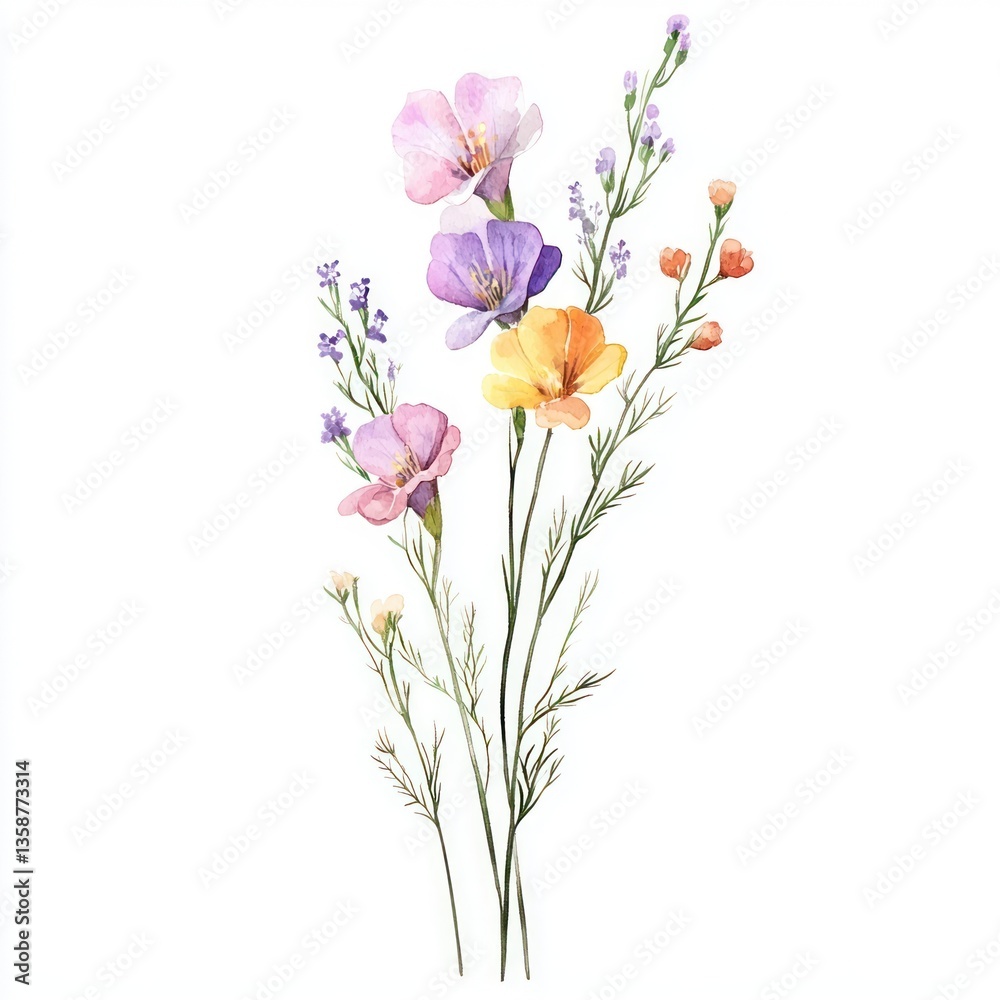 Fototapeta premium Aesthetic spring Snapdragon flower flowers art illustration.