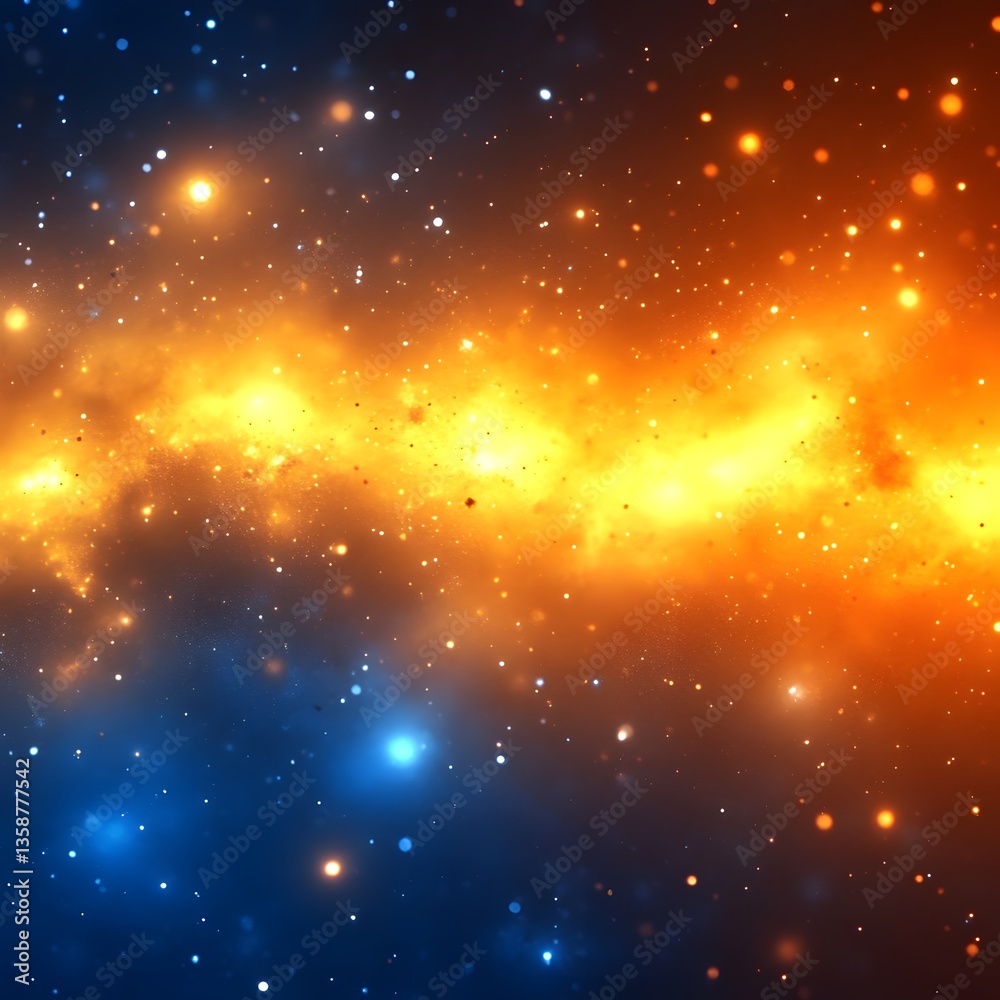 Fototapeta premium Fiery cosmic river flows through starry night