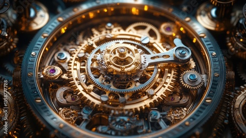 Wallpaper Mural Inside an antique mechanical clock, a collection of vintage brass gears is artfully displayed, highlighting craftsmanship over time. Torontodigital.ca