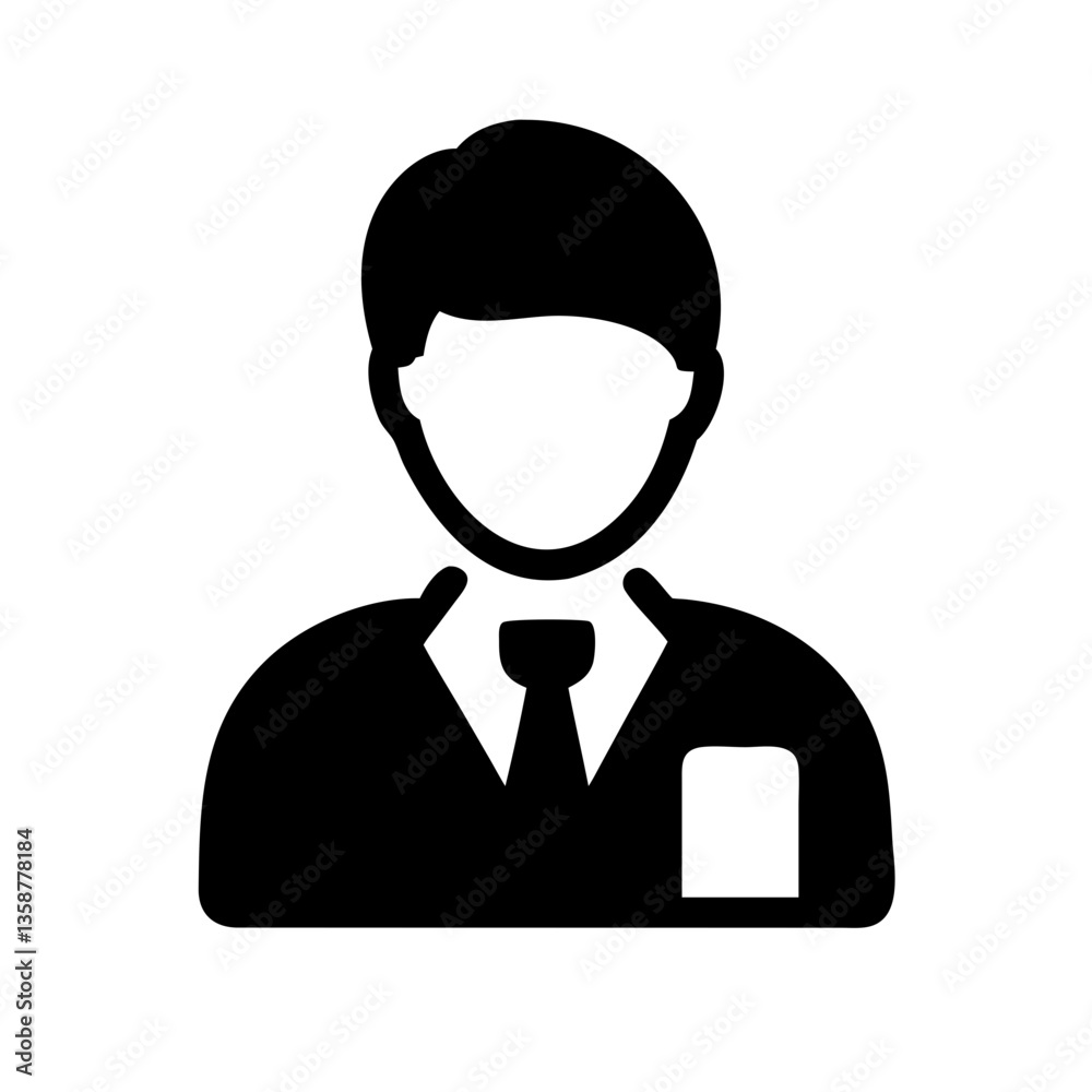 Male avatar in black suit and white shirt Male avatar in black suit and white shirt