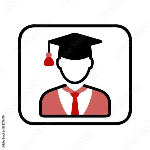 Graduate avatar in square frame with red tassel