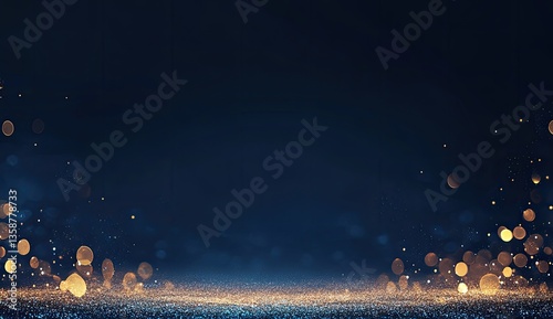 Elegant dark navy background with golden glitter