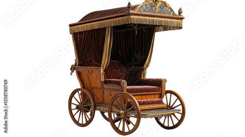 classic horse drawn carriage,vintage carriage on transparent background, isolated in PNG format, antique themed designs and creative graphic projects