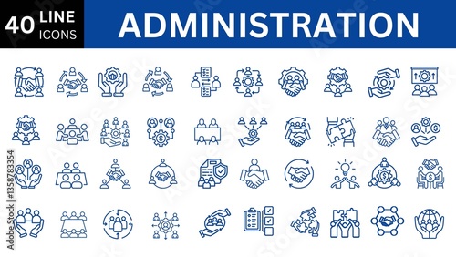 Administration line editable icon set. 