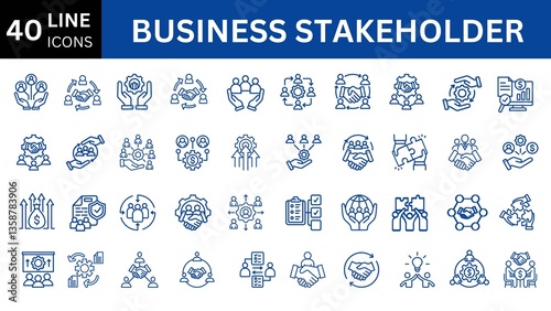 Business Stakeholder line editable icon set.