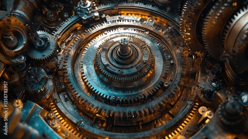 Wallpaper Mural A mesmerizing collection of interlocking gears forming an eye-catching circular pattern, evoking a sense of endless motion. Torontodigital.ca