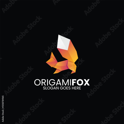Origami Fox Gradient Colorful Logo
