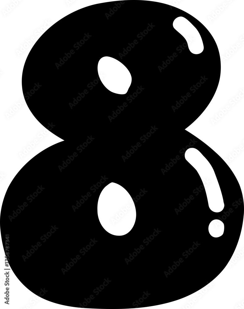 Fototapeta premium Bold Bubble Alphabet Letter Number 8.