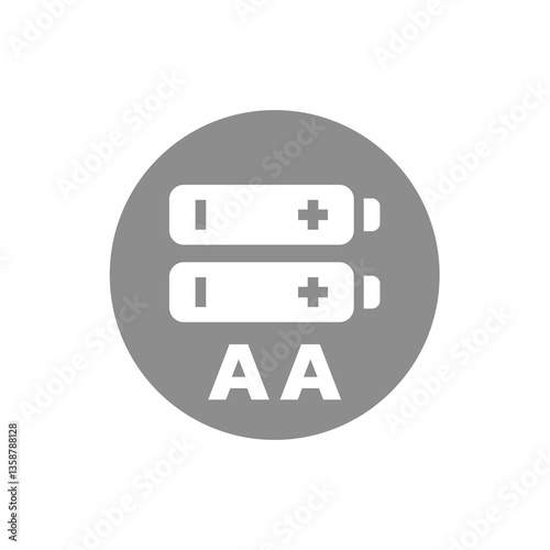 Two aa battery label. 2 batteries vector icon or sticker.