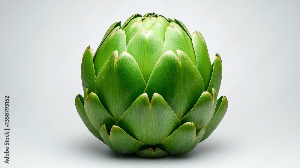 Fototapeta premium Fresh Green Artichoke Vegetable Closeup Studio Shot Healthy Food Ingredient