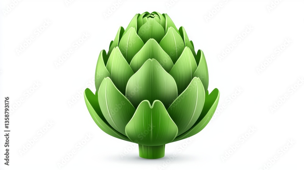 Obraz premium Fresh Green Artichoke Vegetable Isolated on White Background Healthy Food Ingredient