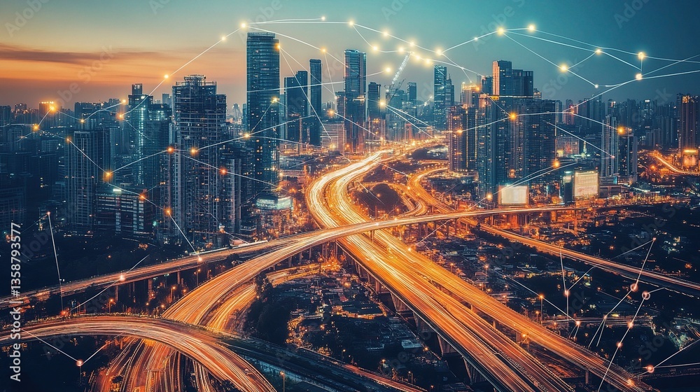 Fototapeta premium Detailed Digital Twin of City Under Gigapixel Standard Scale